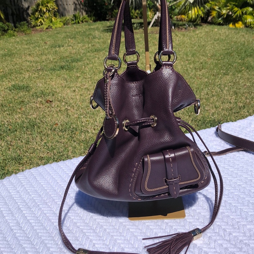 Genuine Lancel Bucket Bag in Deep Burgundy